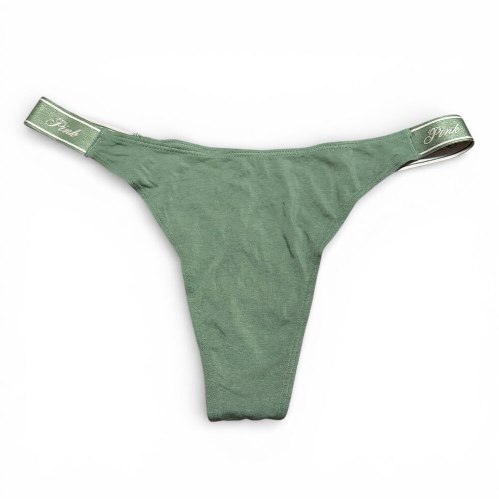 Victoria's Secret PINK Panty High Leg Thong Panty Size XXL Green NWT Logo